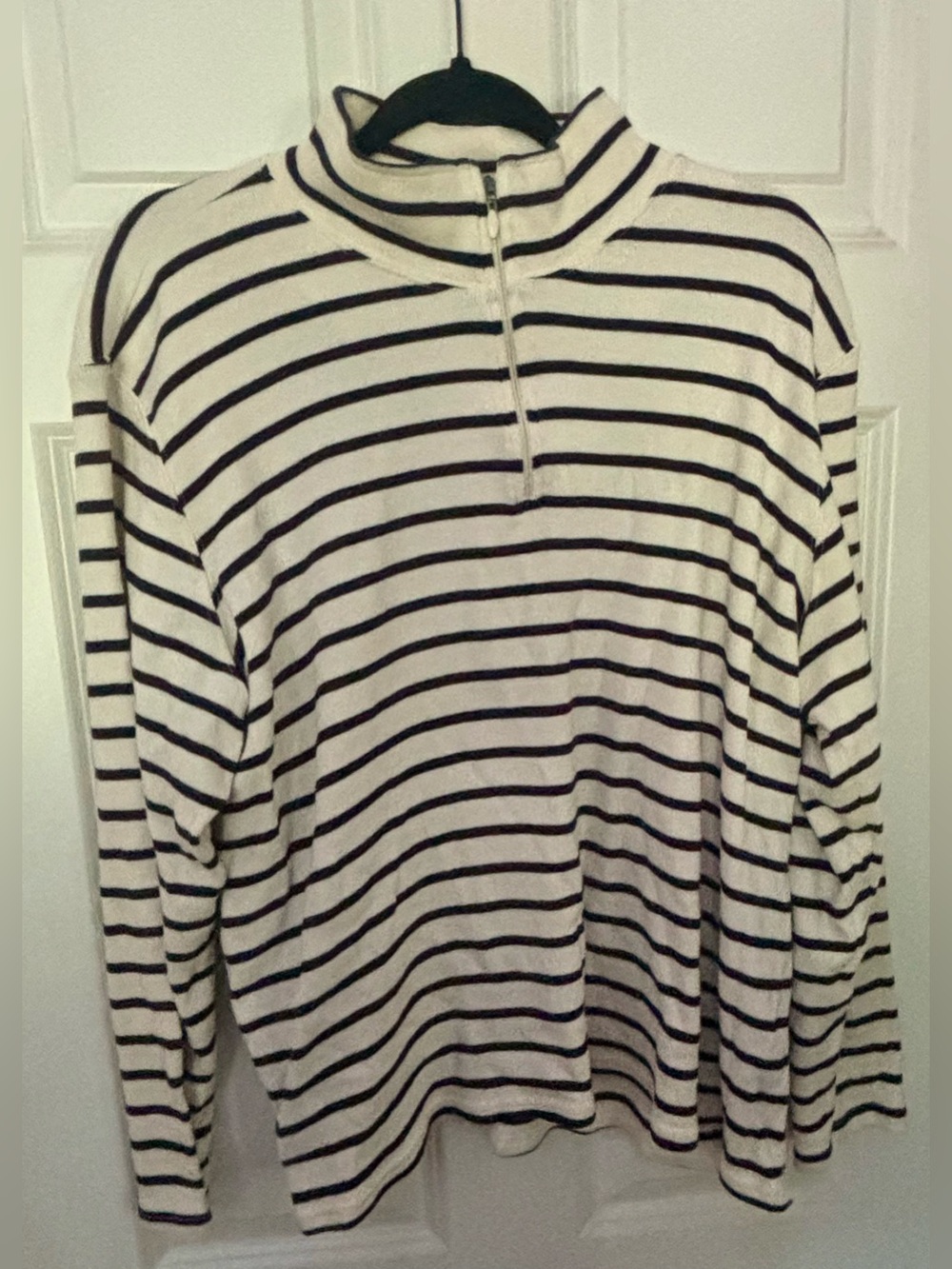 L.L. Bean Striped Quarter-Zip Cotton Pullover Sweater Women's Plus Size 3X Peru